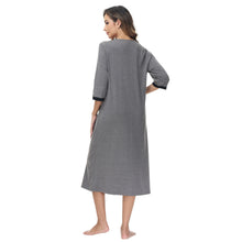 Load image into Gallery viewer, Robes for Women, LOFIR Womens Robes Zip Up Front Full Length Lightweight Summer House Coat for Womens Ladies with Zipper 3/4 Sleeve Pocket