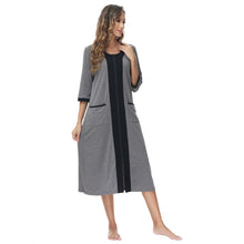 Load image into Gallery viewer, Robes for Women, LOFIR Womens Robes Zip Up Front Full Length Lightweight Summer House Coat for Womens Ladies with Zipper 3/4 Sleeve Pocket
