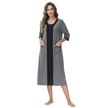 Load image into Gallery viewer, Robes for Women, LOFIR Womens Robes Zip Up Front Full Length Lightweight Summer House Coat for Womens Ladies with Zipper 3/4 Sleeve Pocket