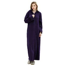 Load image into Gallery viewer, Artfasion Hooded Flannel Zip Up Dressing Gown Bathrobe For Men and Women