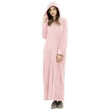 Load image into Gallery viewer, Artfasion Hooded Flannel Zip Up Dressing Gown Bathrobe For Men and Women