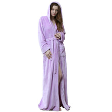 Load image into Gallery viewer, Artfasion Womens Plush Soft Hooded Robe, Luxury Fluffy Robe Long Fleece Spa Bathrobe for Women