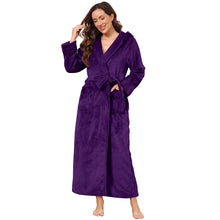 Load image into Gallery viewer, Artfasion Womens Plush Soft Hooded Robe, Luxury Fluffy Robe Long Fleece Spa Bathrobe for Women