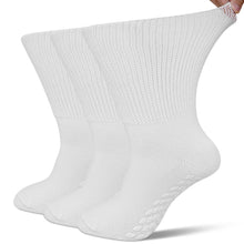 Load image into Gallery viewer, Diabetic Socks, LOFIR 3 Pairs Diabetic Socks for Men Women Size 13 15, Non Slip Grip Socks Hospital Socks with Gripper for Women, Extra Wide Calf Socks for Swollen Feet