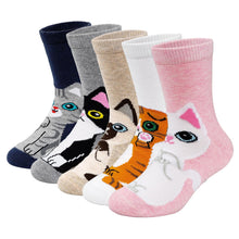Load image into Gallery viewer, Girls Socks,LOFIR Soft Cotton Animal Patterns Crew Cute Toddler Socks, Breathable & Seamless, Novelty Socks Cat Socks Age 2-12 Years