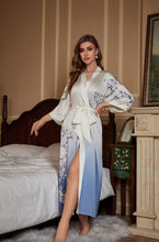 Load image into Gallery viewer, Robes for Women, LOFIR Womens Long Silk Kimono Robes, Satin Silky Bathrobe Robe Soft Floral Bridesmaid Robes for Women, Ladies Sleepwear