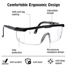 Load image into Gallery viewer, Artfasion Safety Goggles Adjustable Protective Glasses Lightweight Fog-Proof Clear Lenses Work Eyewear for Women Men