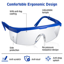 Load image into Gallery viewer, Artfasion Safety Goggles Adjustable Protective Glasses Lightweight Fog-Proof Clear Lenses Work Eyewear for Women Men