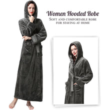 Load image into Gallery viewer, Artfasion Womens Plush Soft Hooded Robe, Luxury Fluffy Robe Long Fleece Spa Bathrobe for Women (XL, Dark Gray)
