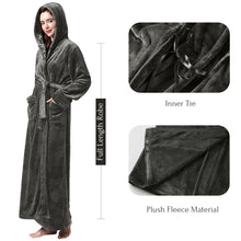 Load image into Gallery viewer, Artfasion Womens Plush Soft Hooded Robe, Luxury Fluffy Robe Long Fleece Spa Bathrobe for Women (XL, Dark Gray)