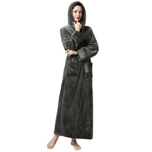 Load image into Gallery viewer, Artfasion Womens Plush Soft Hooded Robe, Luxury Fluffy Robe Long Fleece Spa Bathrobe for Women (XL, Dark Gray)