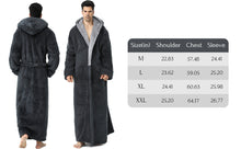 Load image into Gallery viewer, Artfasion Long Mens Robes, Warm Soft Plush Mens Robe with Hood, Plus Size Plus Thick Robe for Men with Side Pocket and Belt, Bathrobes for Men Gifts, Gray, L