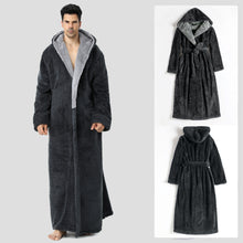 Load image into Gallery viewer, Artfasion Long Mens Robes, Warm Soft Plush Mens Robe with Hood, Plus Size Plus Thick Robe for Men with Side Pocket and Belt, Bathrobes for Men Gifts, Gray, L