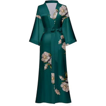Load image into Gallery viewer, Robes for Women, LOFIR Womens Long Silk Kimono Robes, Satin Silky Bathrobe Robe Soft Floral Bridesmaid Robes for Women, Ladies Sleepwear