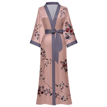 Load image into Gallery viewer, Artfasion Long Kimono Robes for Women- Lightweight Satin Floral Robes Silky Bathrobe Bachelorette Robe Soft Sleepwear