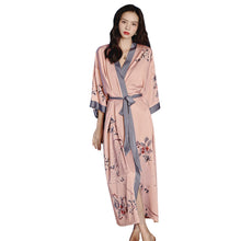 Load image into Gallery viewer, Artfasion Long Kimono Robes for Women- Lightweight Satin Floral Robes Silky Bathrobe Bachelorette Robe Soft Sleepwear