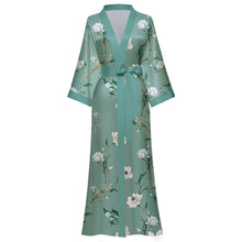 Load image into Gallery viewer, Artfasion Long Kimono Robes for Women- Lightweight Satin Floral Robes Silky Bathrobe Bachelorette Robe Soft Sleepwear