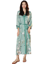 Load image into Gallery viewer, Artfasion Long Kimono Robes for Women- Lightweight Satin Floral Robes Silky Bathrobe Bachelorette Robe Soft Sleepwear