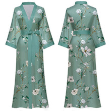 Load image into Gallery viewer, Robes for Women, LOFIR Womens Long Silk Kimono Robes, Satin Silky Bathrobe Robe Soft Floral Bridesmaid Robes for Women, Ladies Sleepwear