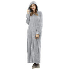 Load image into Gallery viewer, Artfasion Hooded Flannel Zip Up Dressing Gown Bathrobe For Men and Women