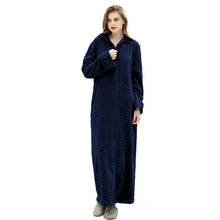 Load image into Gallery viewer, Artfasion Hooded Flannel Zip Up Dressing Gown Bathrobe For Men and Women