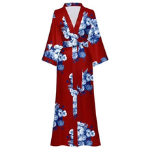 Load image into Gallery viewer, Robes for Women, LOFIR Womens Long Silk Kimono Robes, Satin Silky Bathrobe Robe Soft Floral Bridesmaid Robes for Women, Ladies Sleepwear