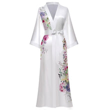 Load image into Gallery viewer, Robes for Women, LOFIR Womens Long Silk Kimono Robes, Satin Silky Bathrobe Robe Soft Floral Bridesmaid Robes for Women, Ladies Sleepwear