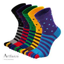 Load image into Gallery viewer, 5 pairs vibrant colors socks with patterns for men