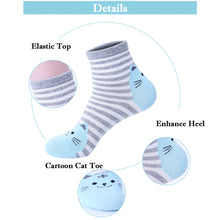 Load image into Gallery viewer, cat design crew socks with elastic top