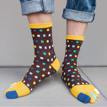 Load image into Gallery viewer, brown and yellow vibrant crew socks for men