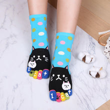 Load image into Gallery viewer, blue polka dots cat running socks
