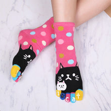 Load image into Gallery viewer, pink polka dots cat yoga socks