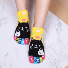 Load image into Gallery viewer, yellow polka dots cat ankle socks