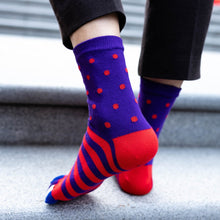 Load image into Gallery viewer, red and blue polka dots sports socks for men