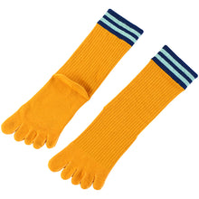 Load image into Gallery viewer, yellow 5 finger crew socks for women