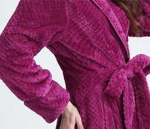Load image into Gallery viewer, warm rose red flannel bathrobe