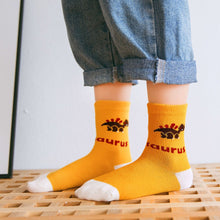 Load image into Gallery viewer, yellow dinosaur crew socks for kids
