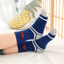 Load image into Gallery viewer, navy blue athletic crew socks for boys