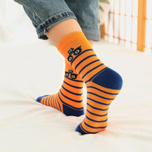 Load image into Gallery viewer, Premium orange striped tractor crew socks for boys