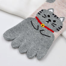 Load image into Gallery viewer, grey cat 5 finger socks