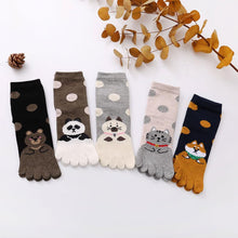 Load image into Gallery viewer, 5 pairs cute cat 5 finger socks