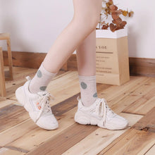Load image into Gallery viewer, beige polka dots crew socks