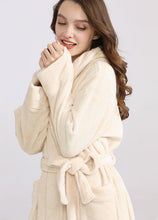 Load image into Gallery viewer, Artfasion's Christmas Gift Bundle Beige Classic Hooded Bathrobe Plus Cute Christmas Socks (5 Pairs)