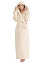 Load image into Gallery viewer, Hooded Beige Bathrobe