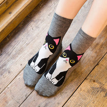 Load image into Gallery viewer, cute black cat gym socks for women