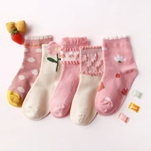 Load image into Gallery viewer, 5 pairs pink floral socks