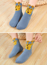 Load image into Gallery viewer, blue animal crew socks for girls