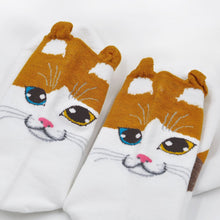 Load image into Gallery viewer, orange cat face gym socks