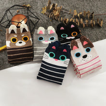 Load image into Gallery viewer, 5 pairs stripes animal socks for women