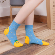 Load image into Gallery viewer, pineapple blue crew socks for women